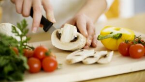 slicing fresh vegetables