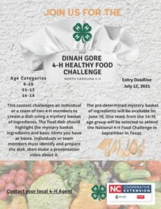 Cover photo for Dinah Gore 4-H Healthy Food Challenge