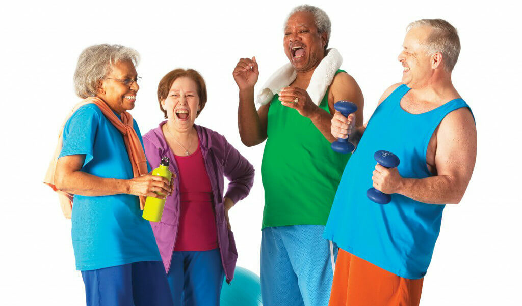 senior adults being physically active